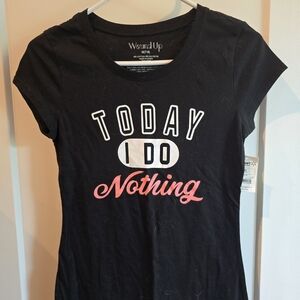 Wound Up Black Tee with Playful Print